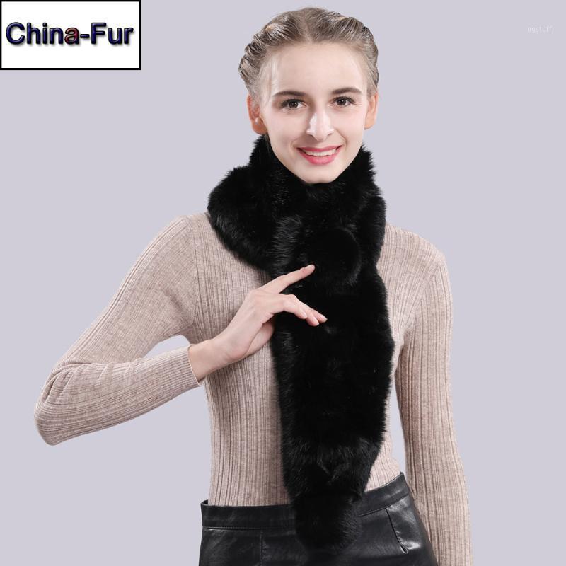 

Scarves 2021 Winter Real Fur Scarf Women Natural Ring 2 Balls Genuine Neckerchief, Blue;gray