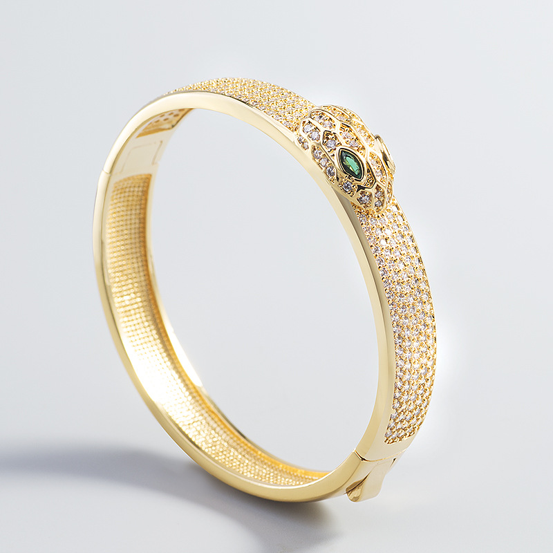 

Elegant snake shaped green eye bangle ring set jewelry personalized womens atmosphere bracelets silver gold bracelet fashion bangles wholesale, Black