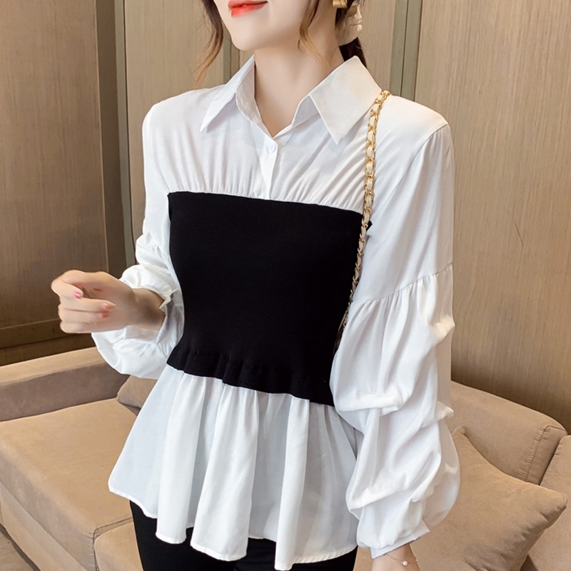 

Autumn Long Sleeve Chiffon Blouse Shirt Blouse Women Blusas Mujer De Moda Turn Down Collar White Blouse Women Tops D583 210602