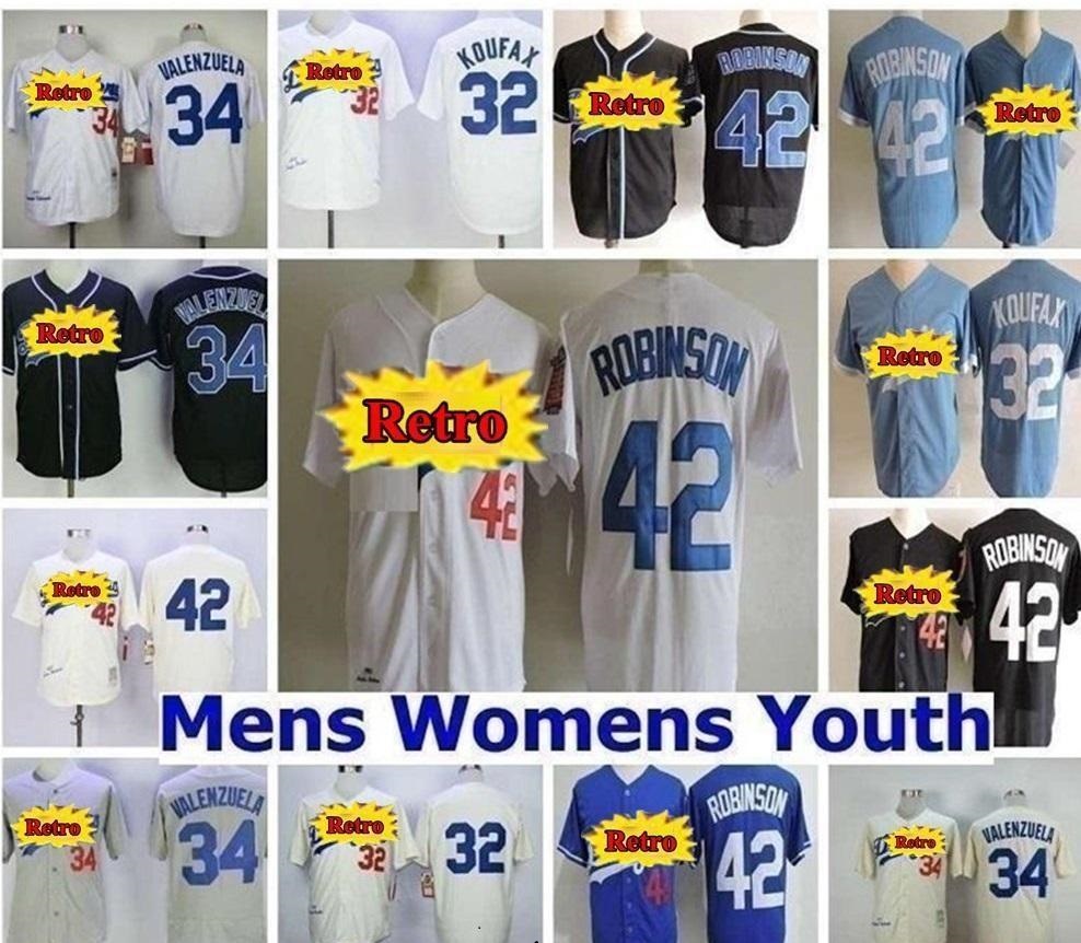 

Retro 1995 Men Women kids Baseball jerseys Jackie Robinson 23 Kirk Gibson 32 Sandy Koufax 34 Fernando Valenzuela 30 Maury Wills jersey, As shown in illustration