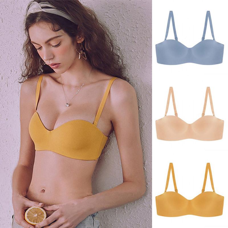 

Gym Clothing Women's Glossy Bras One Piece Seamless Sexy Underwear No Steel Ring Bra Slip Sport Women !, Yellow