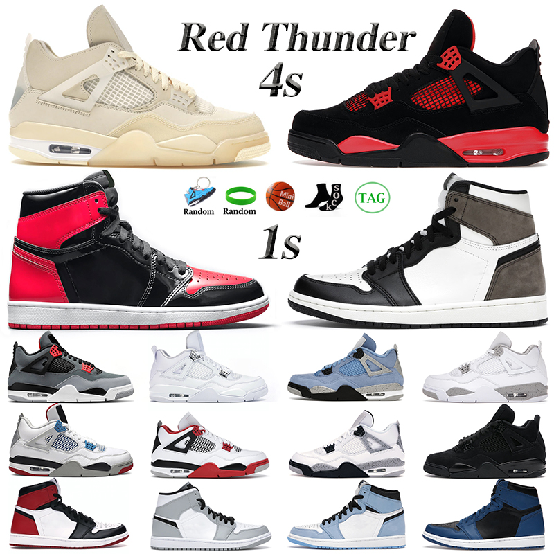 

1s Men Women Basketball Shoes 4s Red Thunder Sail University Blue White Oreo Bred Infrared Black Cat Patent Bred Dark Mocha Shadow Unc Sports Sneakers, #34