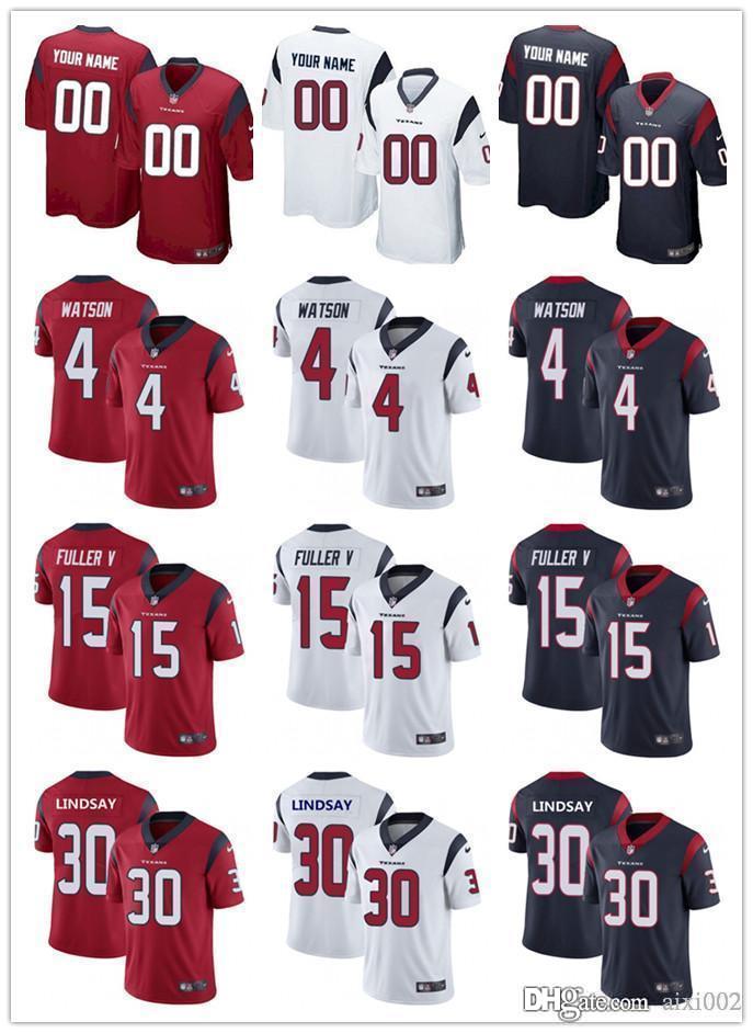 

Mens Womens Youth Houston Texans 15 Will Fuller V 4 Deshaun Watson 30 Phillip Lindsay Custom White red Navy Football Jerseys, Black;red