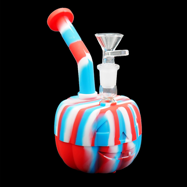 

Pumpkin shape Hookahs with transperant glass bowl colorful Silicone smoking pipes