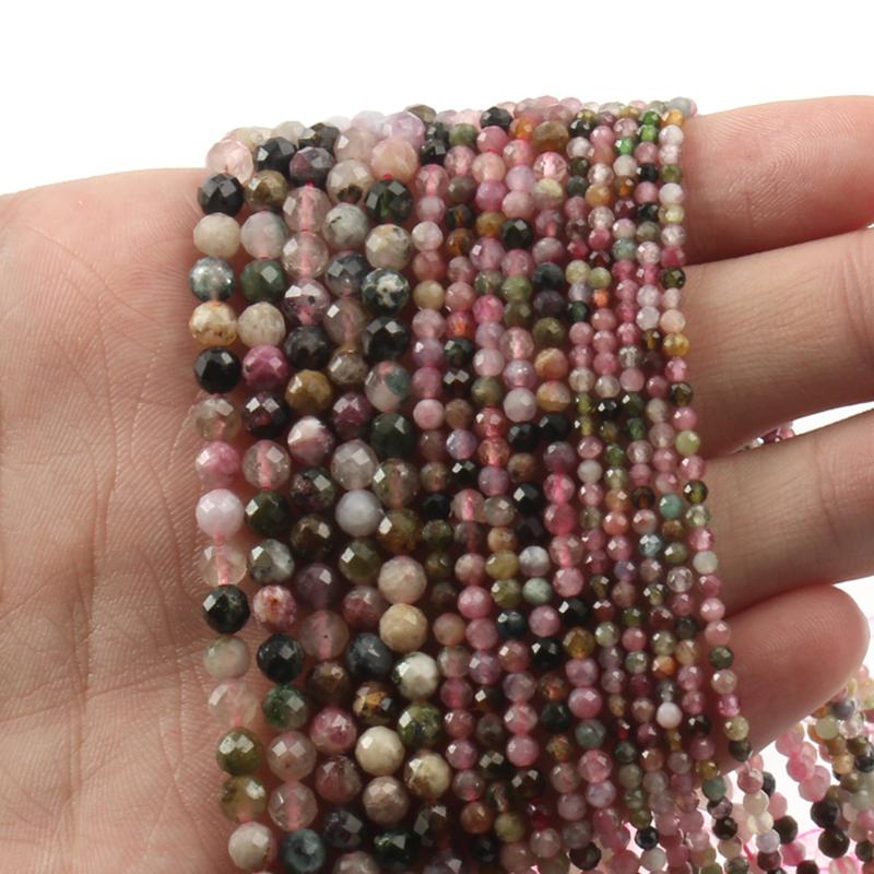 

Other 2/3/4mm Faceted Colorful Tourmaline Natural Stone Waist Seed Spacer Beads For Jewelry Making Handmade Diy Bracelet Necklace 15''