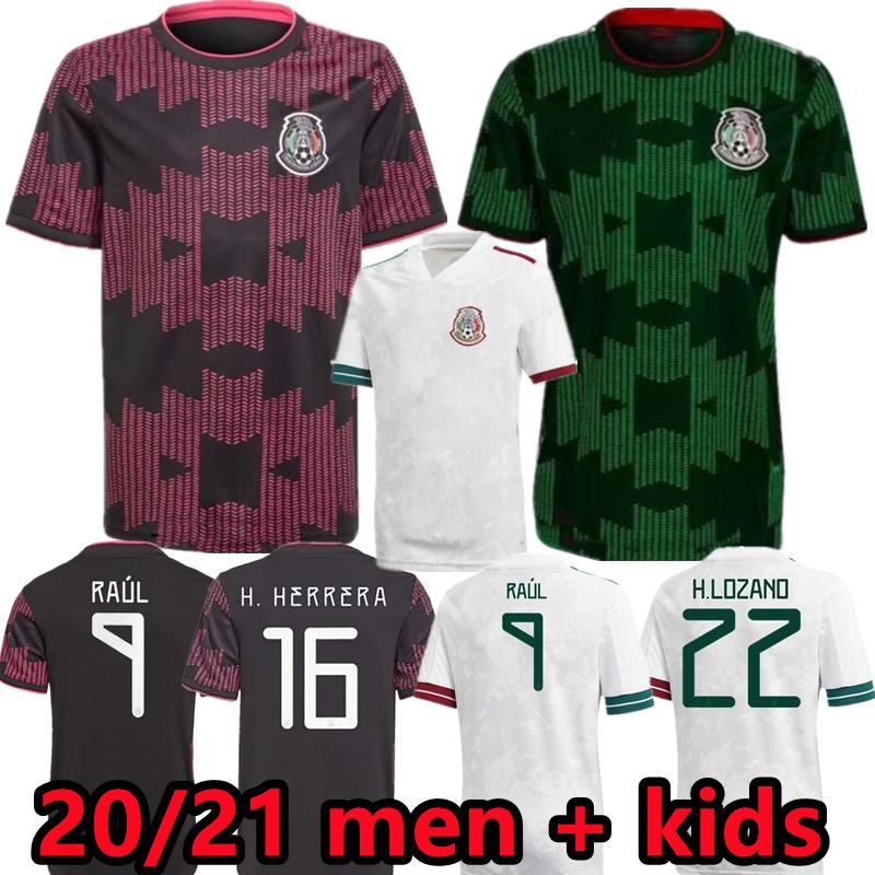 

2021 Mexico soccer jerseys Copa america Camisetas CHICHARITO LOZANO DOS SANTOS MORENO ALVAREZ GUARDADO 20 21 football shirts Men + Kids sets kit, Black