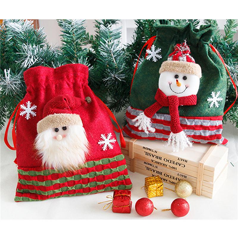 

Christmas Decorations Santa Bags Sack Large Gift Bag Xmas Non-Woven Fabric Drawstring Candy Jewelry Storage For