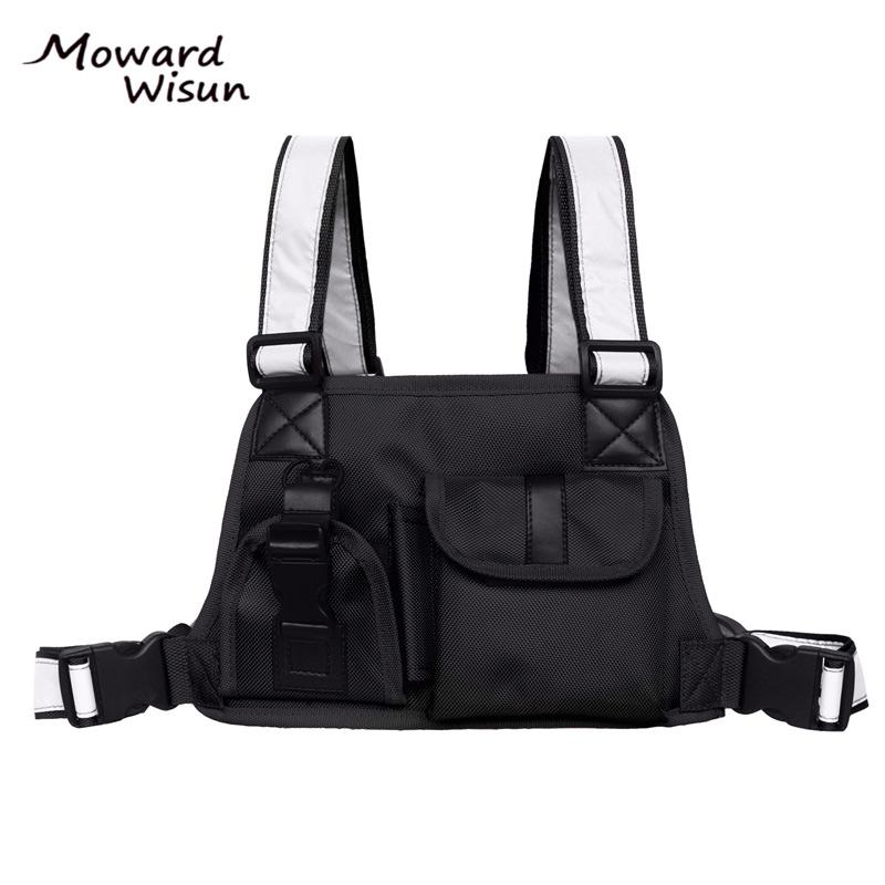 

Waist Bags Tactical Vest Men Bag Reflective Strap Radio Harness Chest Front Black Fanny Pack Hip Hop Rig Kanye