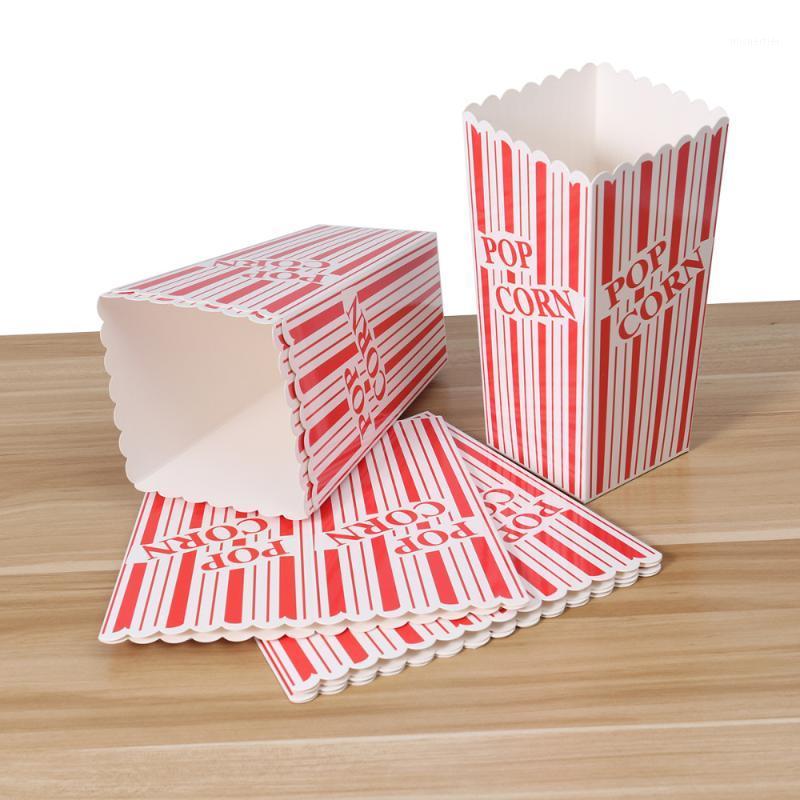

Gift Wrap 6PCS Plus Size Stripes Popcorn Treat Boxes Paper For Party - Red