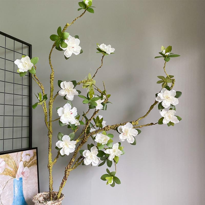 

Decorative Flowers & Wreaths Luxury Long Large White Flower Branch, Easy To Shape Artificial With Fake Leaves Silk+foam Flores For Home Wedd
