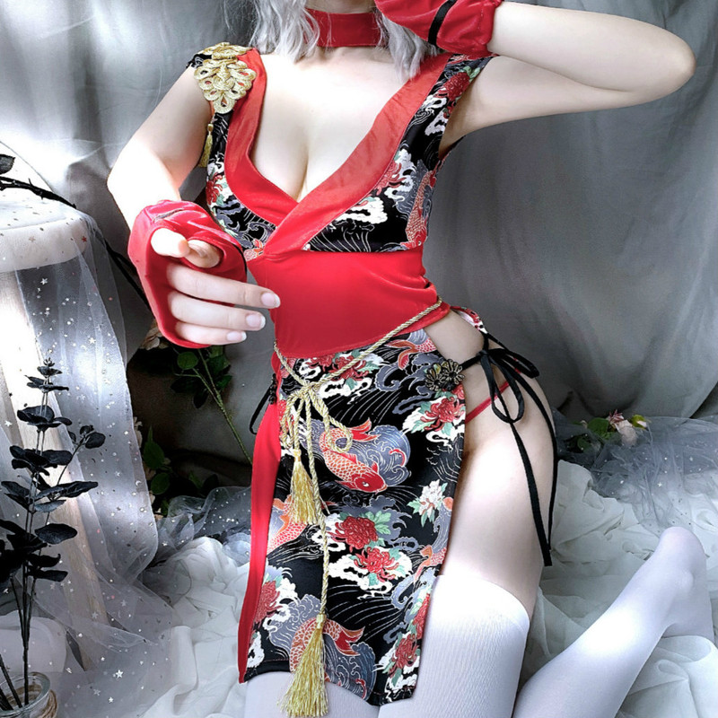 

Erotic Anime Cospay Costume adies Dress Women ace Outfit Fancy Uniform Sexy Cheongsam Maid Dress Anime ingerie Roepay, Red