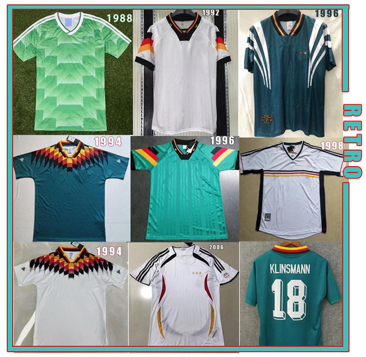 

Germany Retro soccer jersey 80 88 90 92 94 96 98 2004 /06 2014 Matthaus Klinsmann Ballack Vintage classic football shirt, Black;yellow