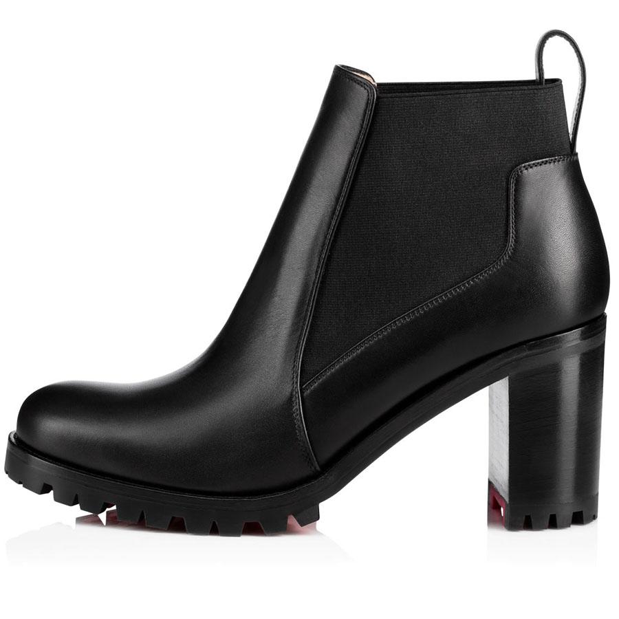 

High quality Women boot ankle boots red bottom highs heels chunky heeled booty Marchacroche Black Calfskin Leather Ankles Booties platform r