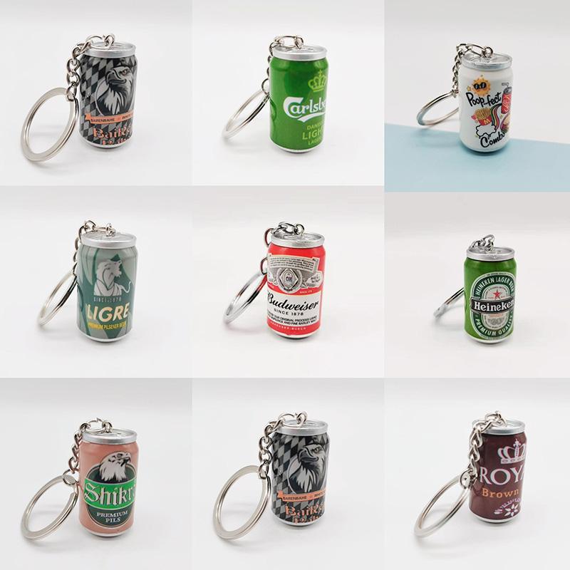 

Keychains Simulation Beer Cans Keychain Boy Men Creative Trinket Couple's Cool Tide Bag Backpack Car Key Accessories Pendant Keyring Gifts