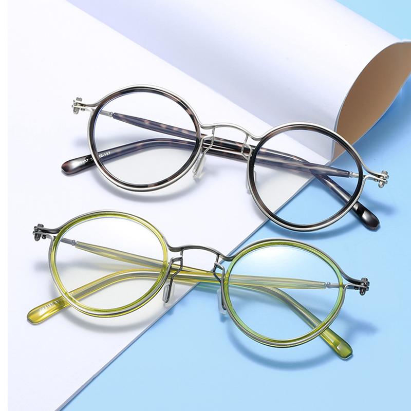 

Fashion Sunglasses Frames Luxury Vintage Round Eyeglasses Large Clear Nearsight Computer Eyewear Replaceable Lens Glasses Frame