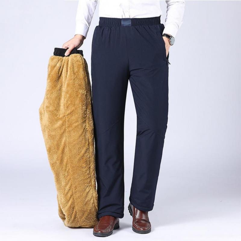 

Men's Pants Great Men Trousers Simple Straight Comfortable Warm Winter, Black