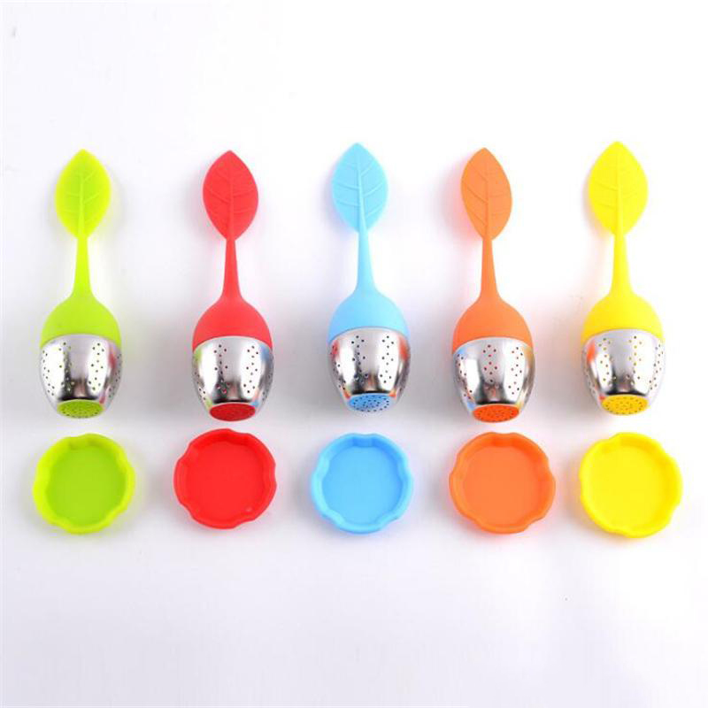 

304 stainless steel creative leaves silicone Tea Infusers leaking strainer glass ceramic teapot filter teas maker
