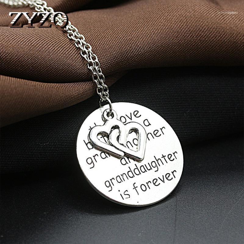

Chains ZYZQ Statement Necklace Birthday Gift For Grandmother With Letter Engraved Double Heart Design Round Pendant Wholesale Lots&Bulk1