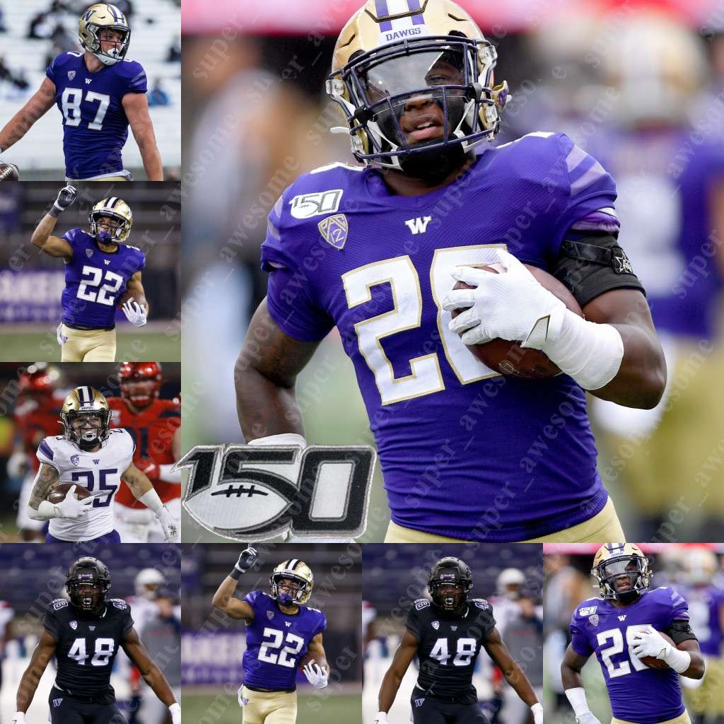 

UW Huskies Football Jersey Brendan Radley-Hiles Dylan Morris Sean McGrew Cade Otton Sav'ell Smalls Jalen McMillan Zion Tupuola-Fetui Daniel Heimuli Sidney Jones IV, Purple-150th