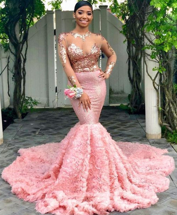 

2021 Plus Size Arabic Aso Ebi Luxurious Mermaid Lace Prom Dresses Sheer Neck Long Sleeves Evening Formal Party Second Reception Gowns Dress ZJ506, Gray