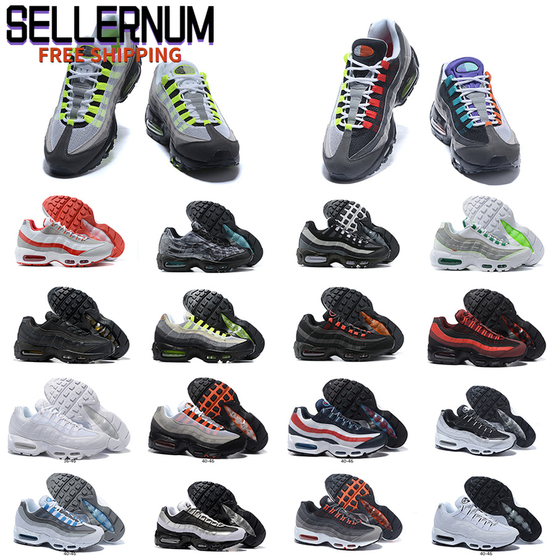 

Mens 95 Neon Essential Running Shoes 95s Trainers OG Triple Black Ultra Red Cork Halloween Outdoor Sports Sneakers Size 40-46, Shown