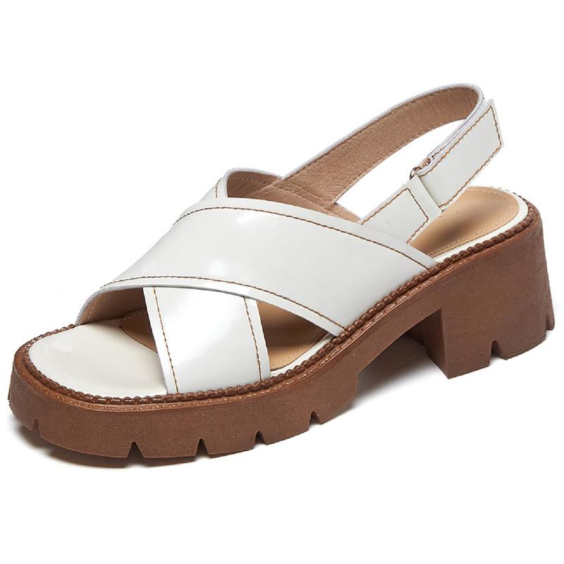 

Genuine Leather Sandals Summer Shoes For Women Comfortable Female Platform Ladies 2021 Flip Flops, Black