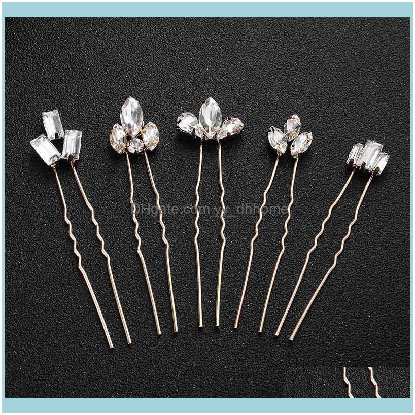 

Jewelryshape Bling Crystal Hairpin Simple Modern Style Hair Styling Jewelry For Bride Noiva Wedding Party Forseven Clips & Barrettes Drop De