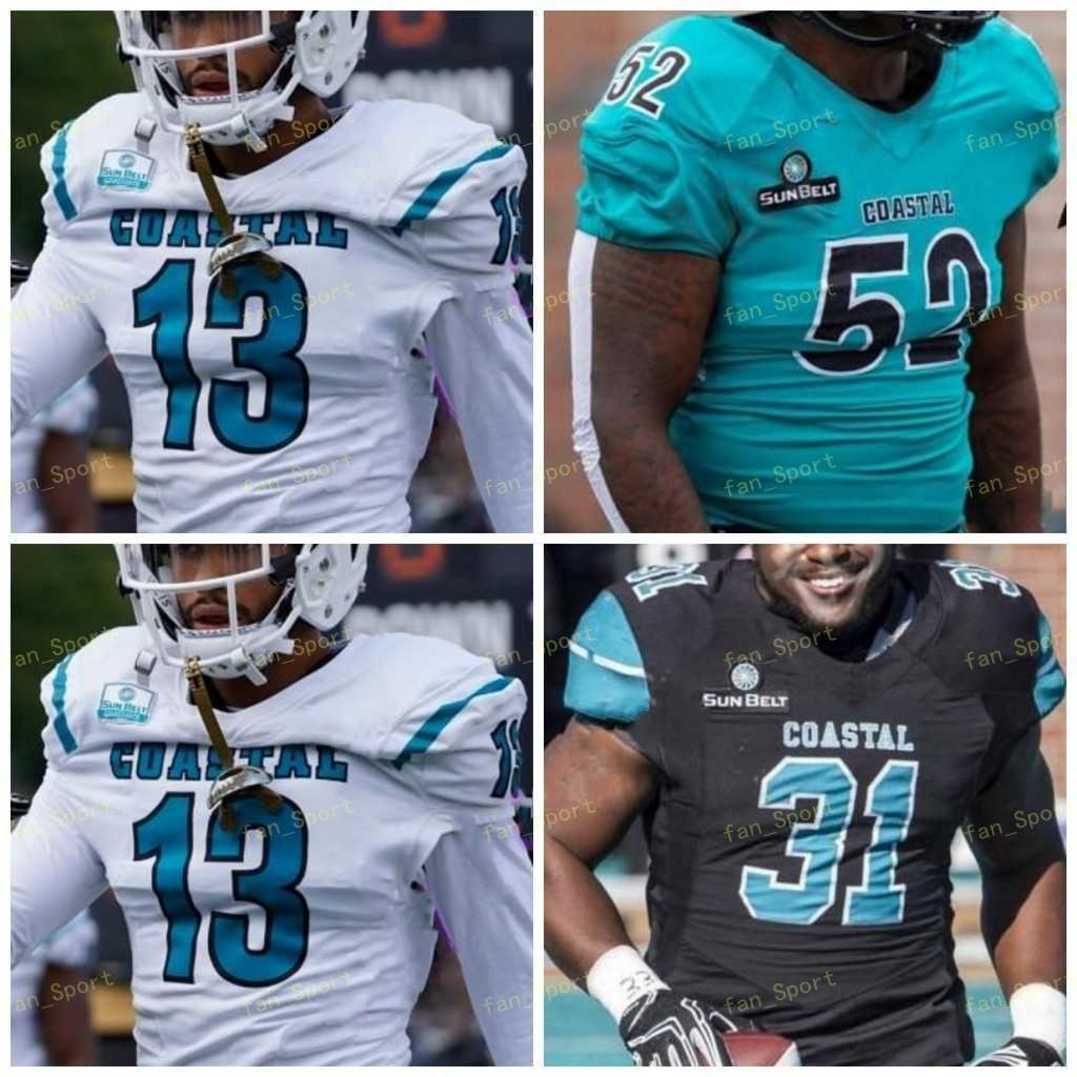 

Coastal Carolina Chanticleers Football Jersey NCAA College 10 Grayson McCall 1 CJ Marable 6 Jaivon Heiligh 4 Isaiah Likely 29 Silas Kelly 52 Brewer 94 Jeffrey Gunter, As
