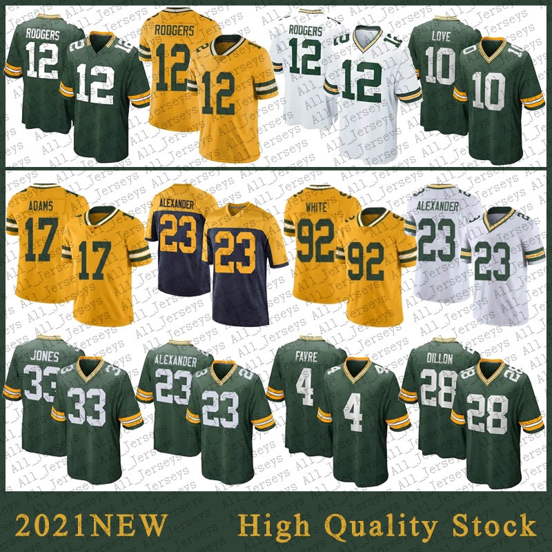 

12 Aaron Rodgers Men Football Jersey 17 Davante Adams 33 Jones 23 Jaire Alexander 15 Bart Starr Darnell Savage 4 Brett Favre 10 Love High qu, Black;red