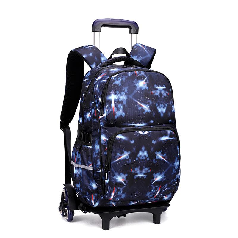 

Kids Wheeled Backpacks Removable Children School Bags With 3 Wheels Stairs Boys Girls Trolley Schoolbags Luggage Book, 6 wheel black