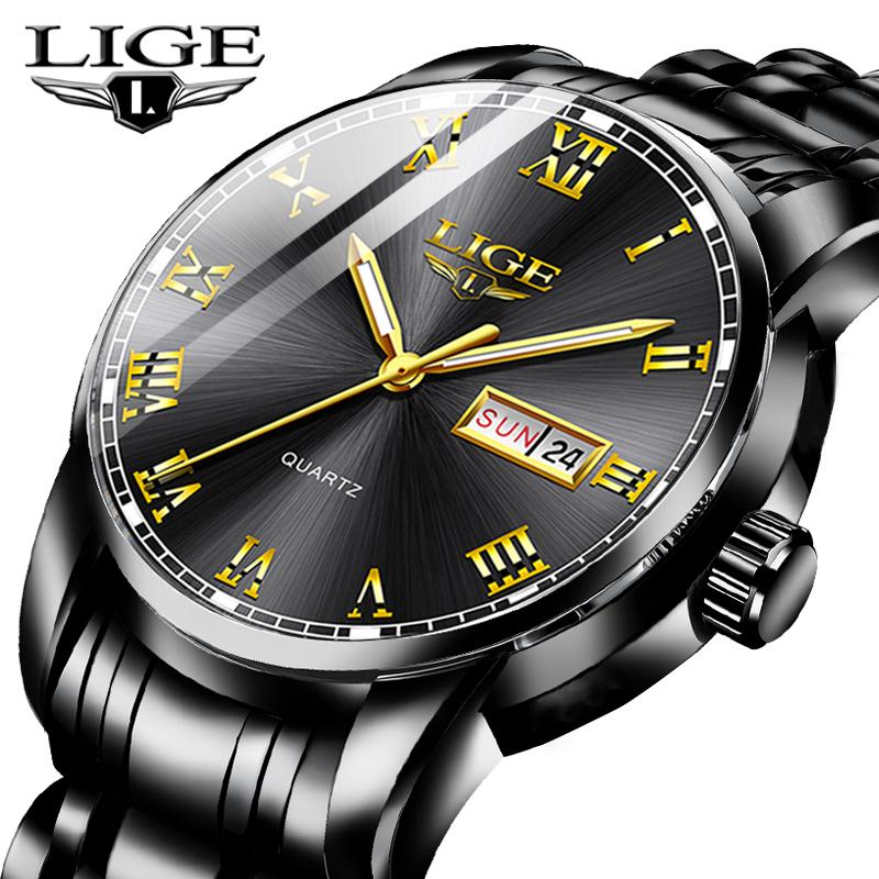 

Wristwatches 2021 LIGE Watch Men Fashion Sports Quartz Full Steel Business Mens Watches Top Waterproof Relogio Masculino, Slivery;brown