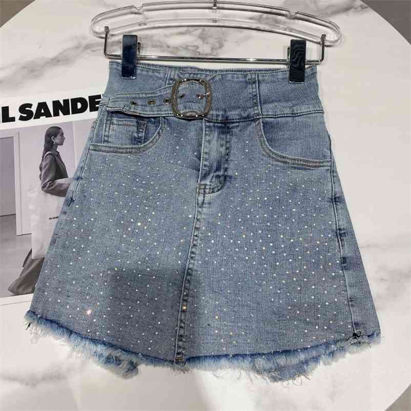 

Women Sashes Wide Leg Denim Buttocks Skirt Gypsophila Anti-exhaust Fashion Spring Summer 11B646 210525, Blue