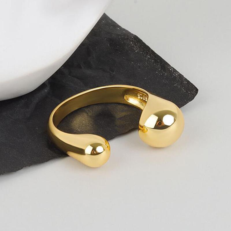 

Wedding Rings 2021 Gold Silver Color Korean For Women Wide Hug Ball Female INS Simple Handmade Opening Index Finger Fashion Jewelry
