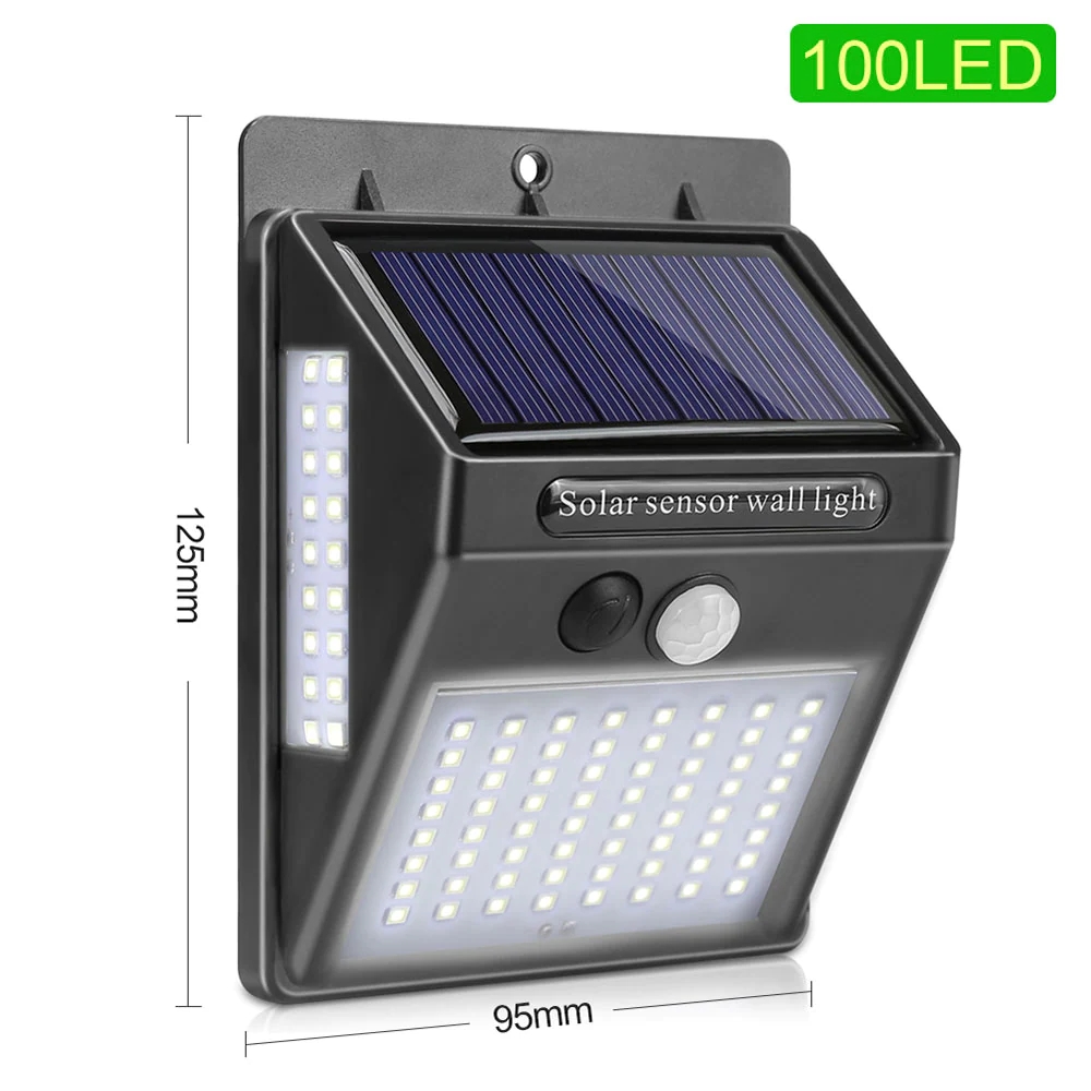 

100 LED Outdoor Solar Lamp Motion Sensor Wall Light Waterproof Powered - 1Pack