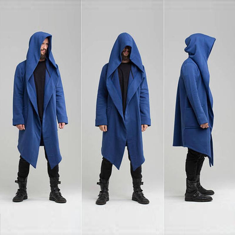 

Oversize Style Designer Coats Men Casual Loose Street Cool Hooded Long Sleeved Trench Coats Fashion Mens Long Coats, Tan;black