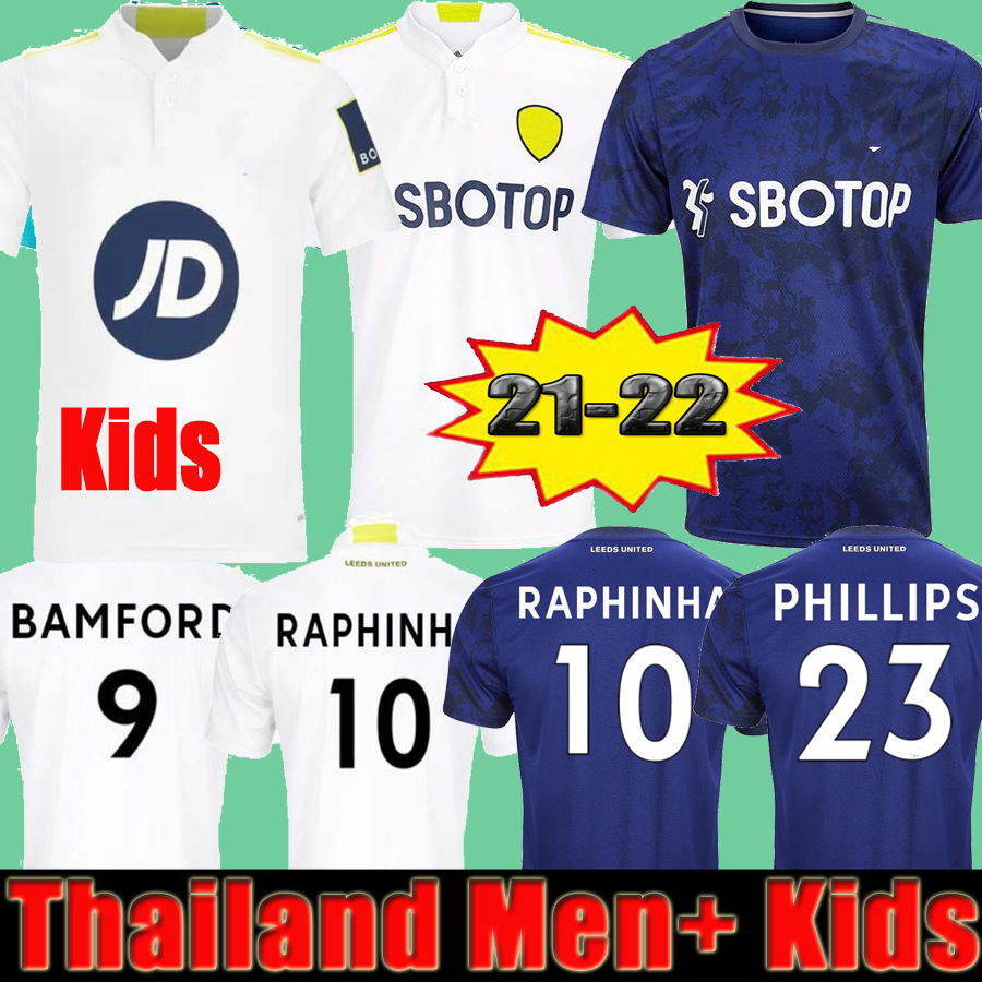

21 22 LEEDS soccer jersey 2021 2022 UNITED home football shirt PHILLIPS JAMES HARRISON BAMFORD RAPHINHA FIRPO DIEGO LLORENTE RODRIGO men kids kits uniform, 21 22 away no patch