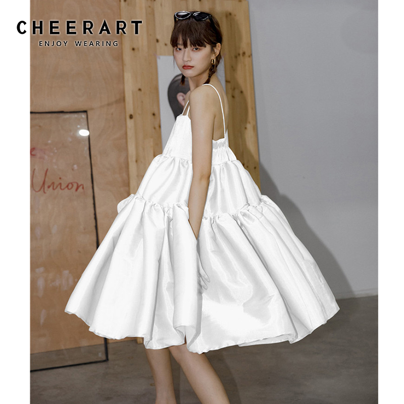 

CHEERART Designer Spaghetti Strap Glitter Dress Women Elegant Purple Backless Ball Gown Ruffle Sparkly Tube Dress 2021 Fashion, Black