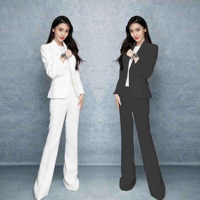 

Women's Two Piece Pants Sets Womens Outfits Suit Jacket Style Fashion Temperament OL Professional Flared SetWomen's