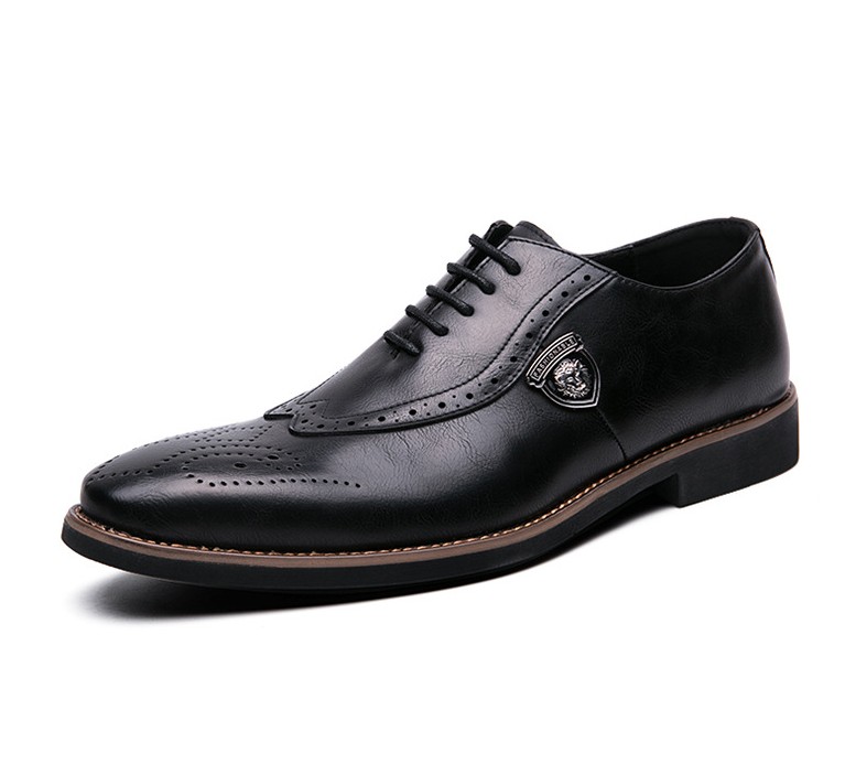 

Mens Lace Up Shoe Men Leather Sapato Social Masculino Dress Office Fashion Male designer Formal Shoes, Brown
