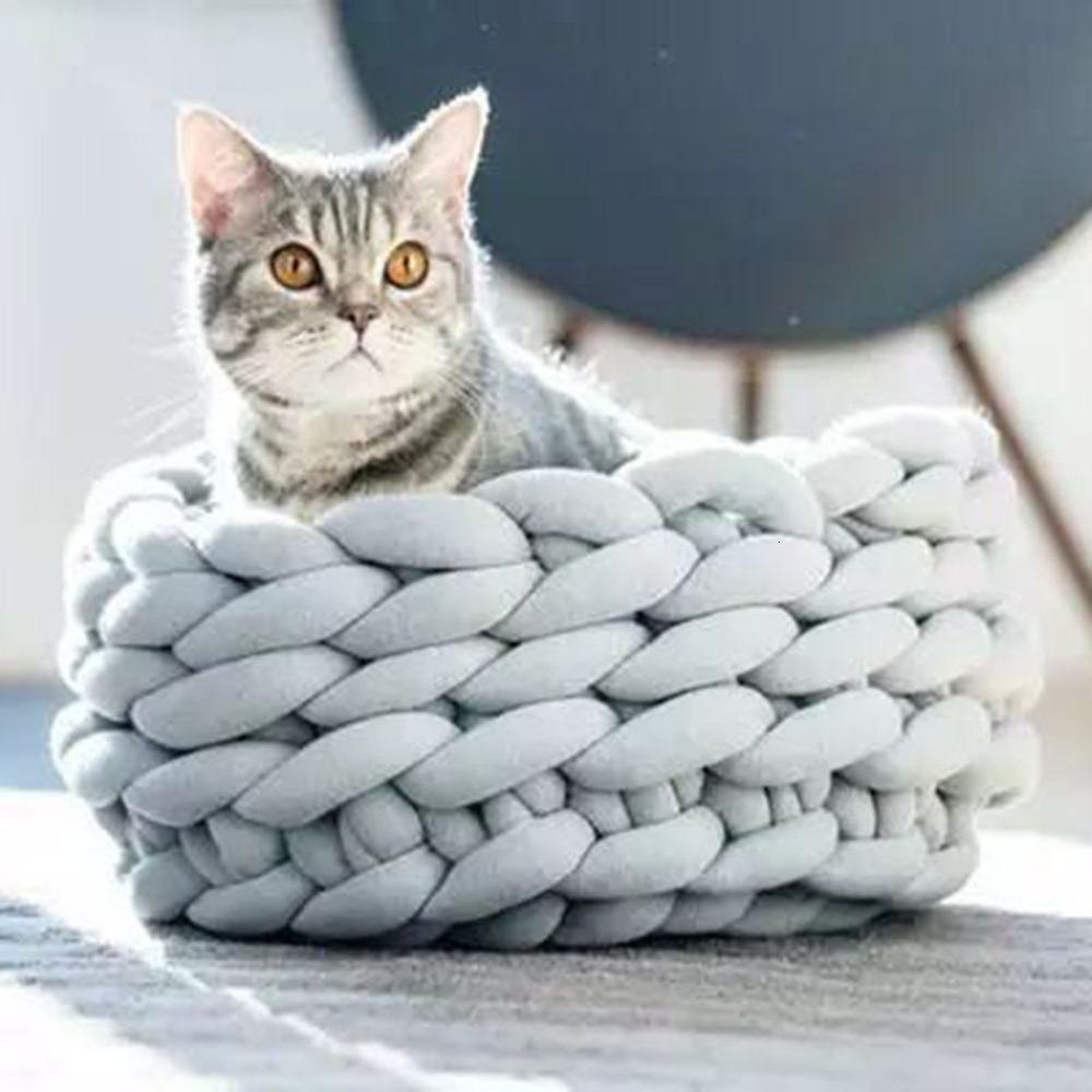 New wool hand knitted dog&#039;s cat&#039;s filling cotton denim washable pet&#039;s nest-image-684893708