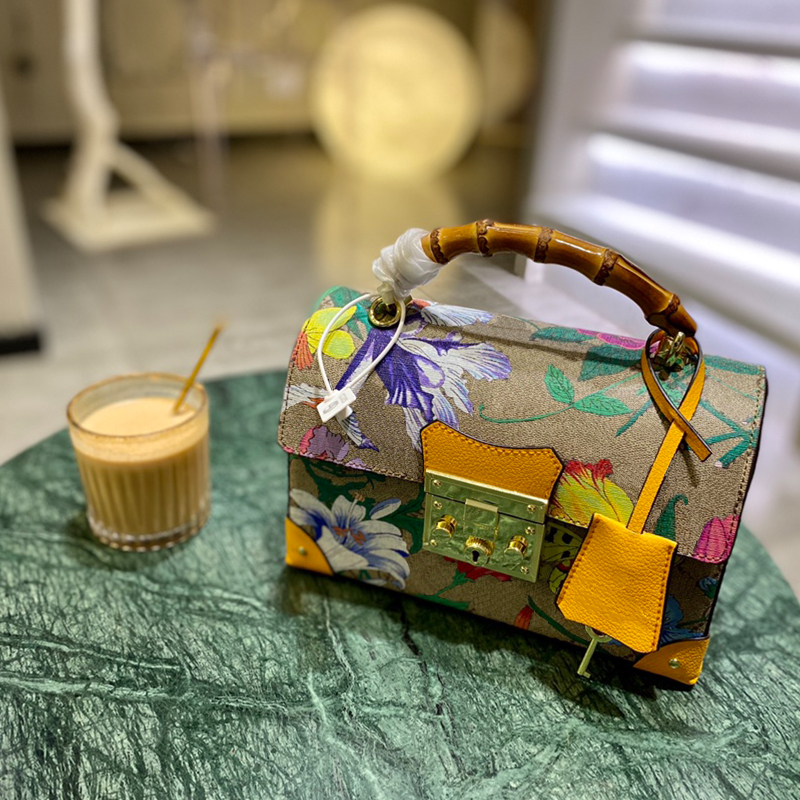 

Designer Shoulder Bags Top Quality Real Leather Flowers Bamboo Trunk Fashion Women Handbags Lady Luxury Purse Wallets Saccoche Bolsa Duffle Luggage Tote Bag, 1 (24*16*9cm)