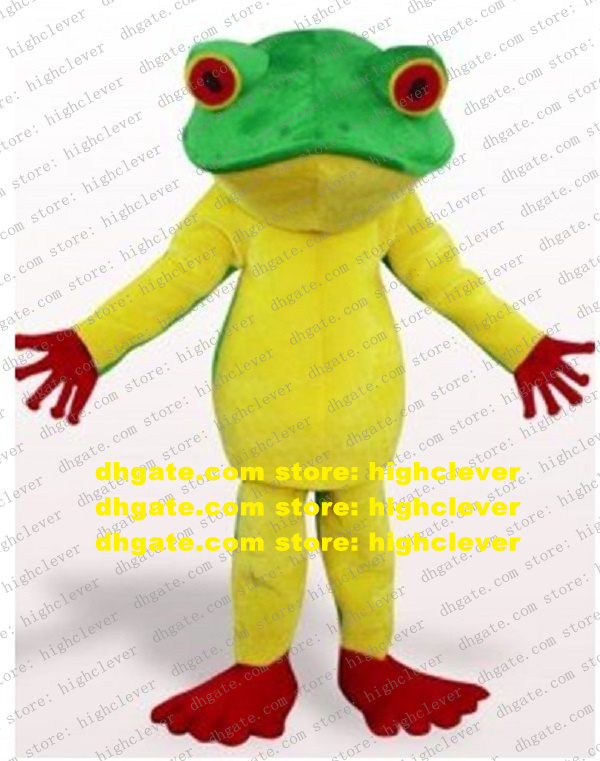 

Green Yellow Frog Rana Mascot Costume Mascotte With Red Eyes Claws Adult Size Party Outfit Suit Fancy Dress No.94 Free Ship, As in photos