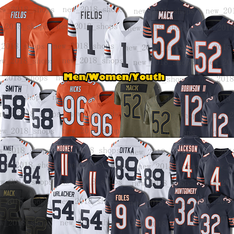 

1 Justin Fields Jersey 52 Khalil Mack 12 Allen Robinson II ChicagoBearsFootball Akiem Hicks Tarik Cohen Urlacher Smith Montgomery Kmet Foles Mooney Jackson, Custom men jersey(x d)