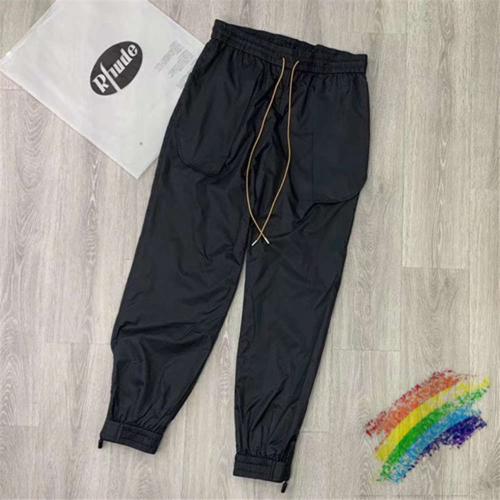 

2021 New Streetwear Hip-hop 1:1 De Alta Qualidade Cordo Agasalho Joggers Ginsio Rhude Calas Moletom 3uuh, Black