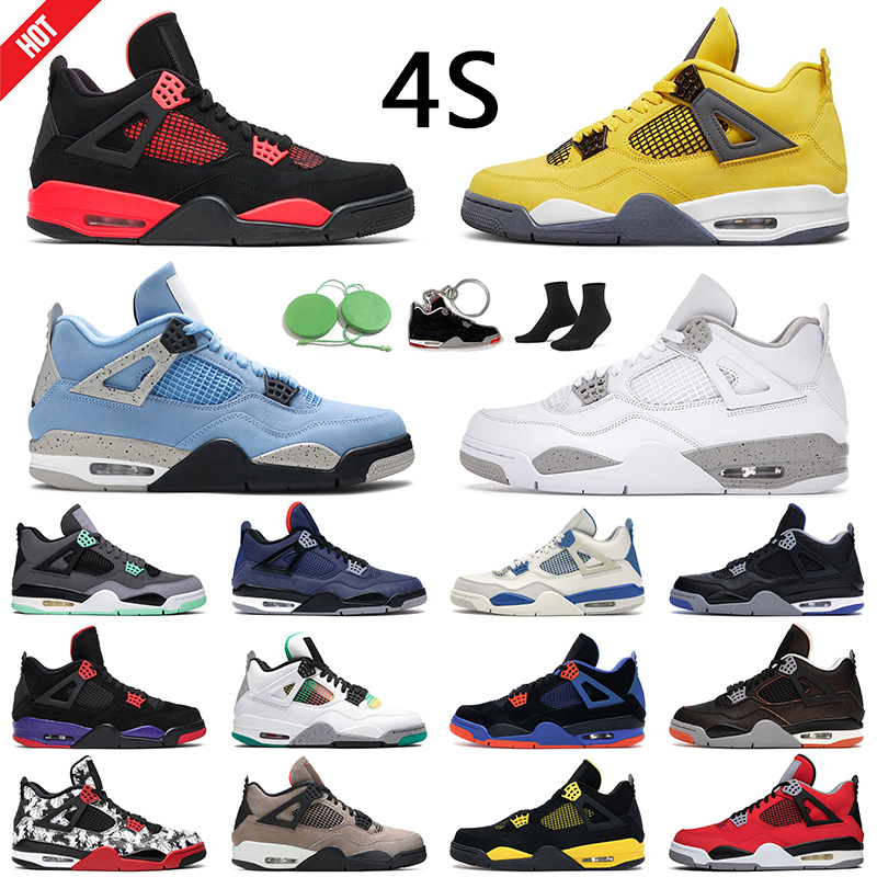 

4s men women Basketball Shoes Red Thunder Jumpman 4 University Blue White Oreo Bordeaux Bred mens trainer, # 4