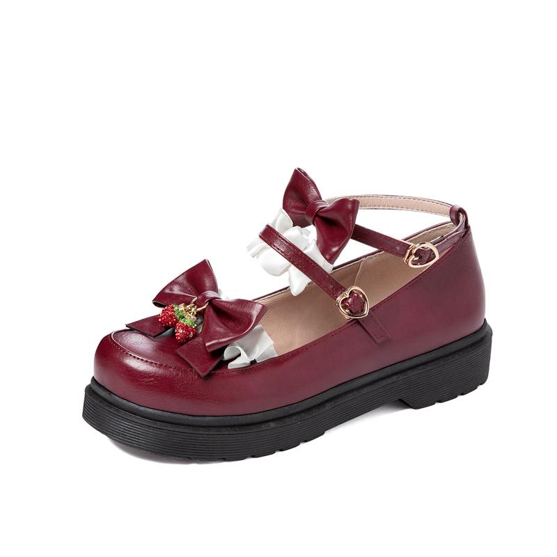 

Brand Ladies Sweet Cute Pumps Platform Wedges Heels Heart Bowknot Women's Lolita College Style Shoes Woman Dress, Black