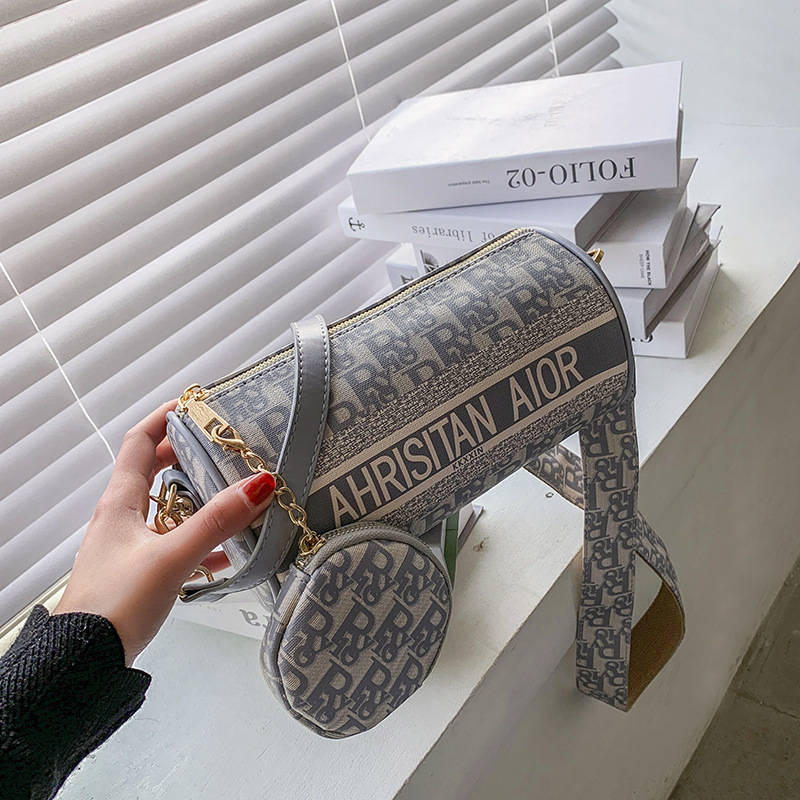 

Luxury design handbag Bag 2021 new fashion Boston pillow printed portable one shoulder messenger women's bag, Blue