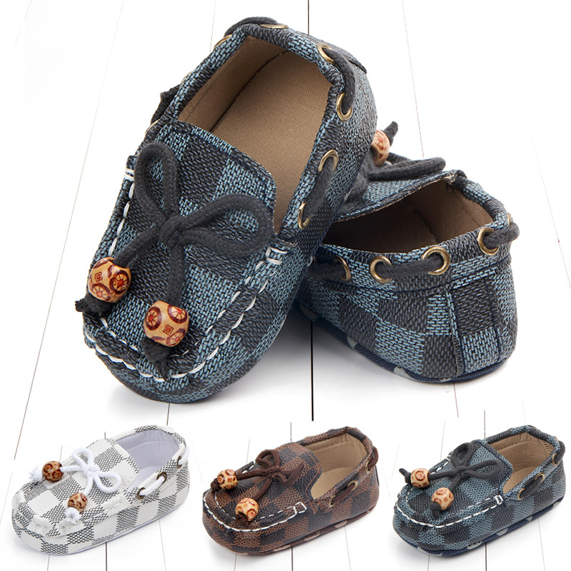 

New Fashion Newborn Baby Boy Shoes Moccasins Patch Unisex Slip-On Plaid Casual New Born Toddler Baby Girl Shoes, 945 brown