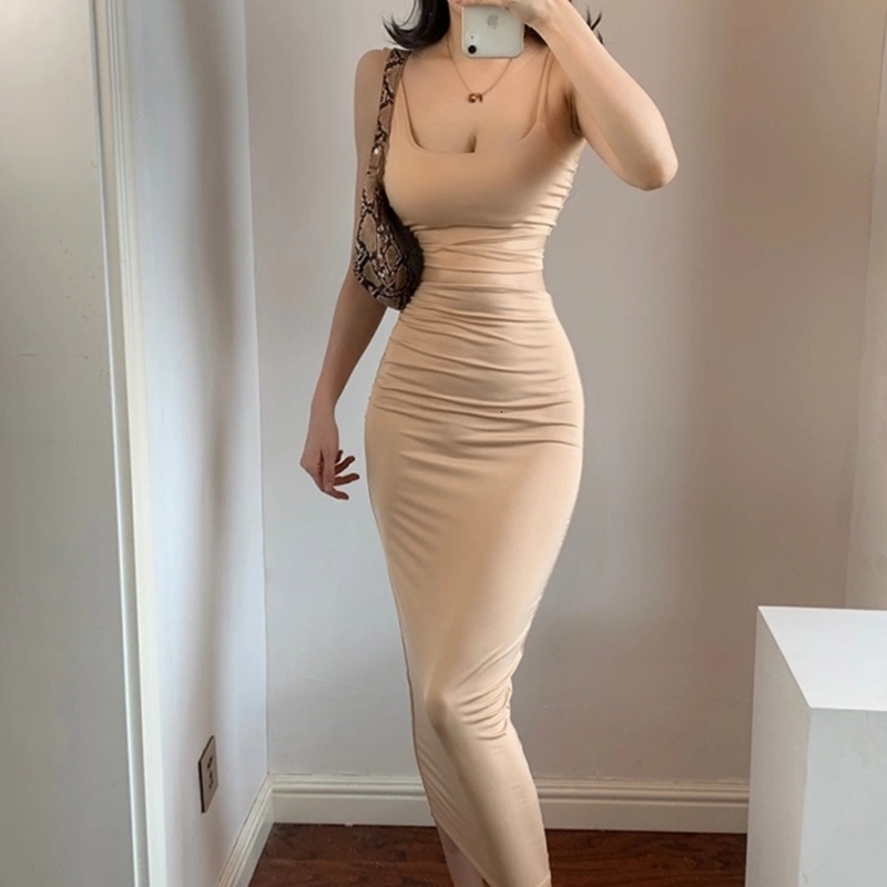 

Two Piece Dress summer long skirt suit two-piece female khaki tight-fitting hip short sling hollow vest nightclub women's plus WU8, Black