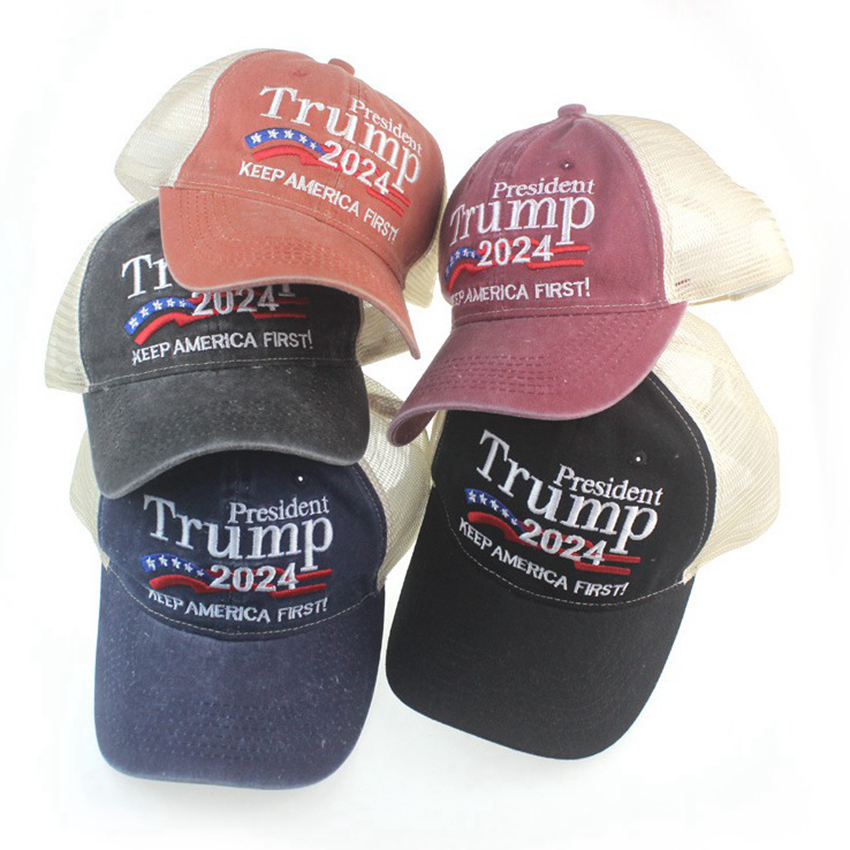 

Donald Trump 2024 Baseball Cap Patchwork Washed Outdoor Keep America First Hat Outdoor Sports Embroidered Trump Mesh Hats CYZ3069 30Pcs